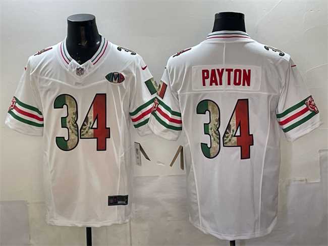 Men%27s Chicago Bears #34 Walter Payton White Mexico F.U.S.E. With VMH Patch Stitched Jersey->chicago bears->NFL Jersey