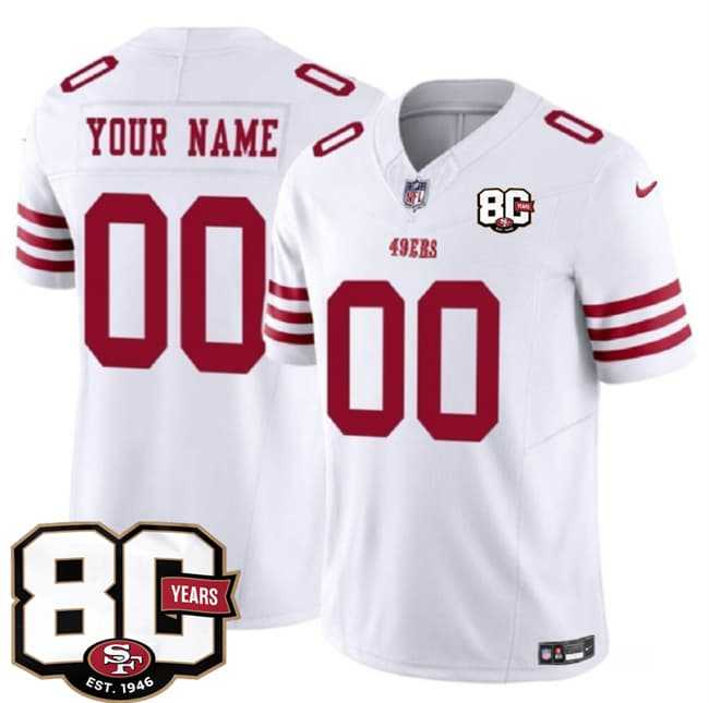 Men%27s San Francisco 49ers Active Player Custom White 80th Anniversary Patch 2026 F.U.S.E. Vapor Untouchable Limited Stitched Jersey->customized nfl jersey->Custom Jersey