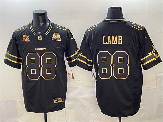 Men%27s Dallas Cowboys #88 CeeDee Lamb Black Gold 2025 F.U.S.E. With 5x Super Bowl Champions & Established In 1960 Patch Vapor Limited Stitched Jersey->dallas cowboys->NFL Jersey