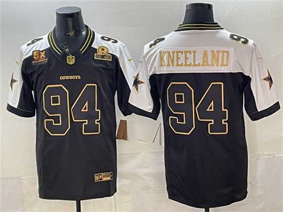 Men%27s Dallas Cowboys #94 Marshawn Kneeland Black Gold 2025 F.U.S.E. With 5x Super Bowl Champions & Established In 1960 Patch Vapor Limited Stitched Jersey1->dallas cowboys->NFL Jersey