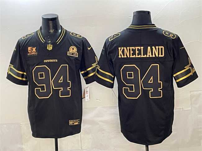 Men%27s Dallas Cowboys #94 Marshawn Kneeland Black Gold 2025 F.U.S.E. With 5x Super Bowl Champions & Established In 1960 Patch Vapor Limited Stitched Jersey->dallas cowboys->NFL Jersey