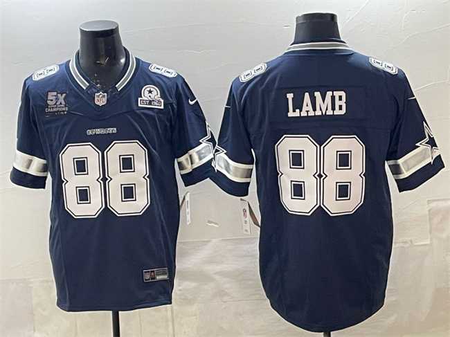 Men%27s Dallas Cowboys #88 CeeDee Lamb Navy F.U.S.E. With 5x Super Bowl Champions & Established In 1960 Patch Vapor Limited Stitched Jersey->dallas cowboys->NFL Jersey
