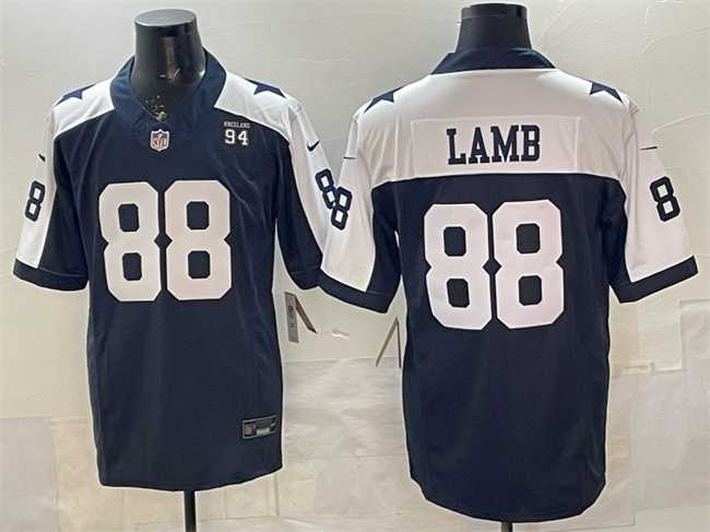 Men%27s Dallas Cowboys #88 CeeDee Lamb Navy F.U.S.E. 94 Marshawn Kneeland Memorial Patch Vapor Limited Stitched Jersey->dallas cowboys->NFL Jersey