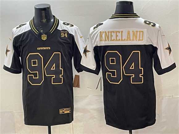 Men%27s Dallas Cowboys #94 Marshawn Kneeland Black Gold 2025 F.U.S.E. 94 Marshawn Kneeland Memorial Patch Vapor Limited Stitched Jersey1->dallas cowboys->NFL Jersey