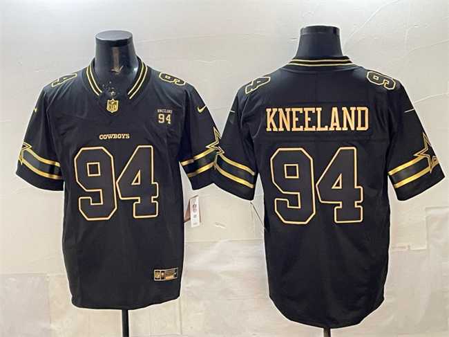 Men%27s Dallas Cowboys #94 Marshawn Kneeland Black Gold 2025 F.U.S.E. 94 Marshawn Kneeland Memorial Patch Vapor Limited Stitched Jersey->dallas cowboys->NFL Jersey