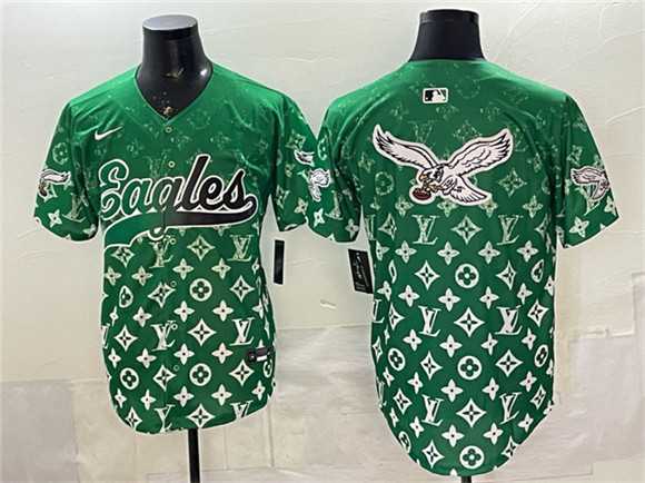 Men%27s Philadelphia Eagles Team Big Logo Green With Patch Limited Stitched Baseball Jerseys->pittsburgh steelers->NFL Jersey