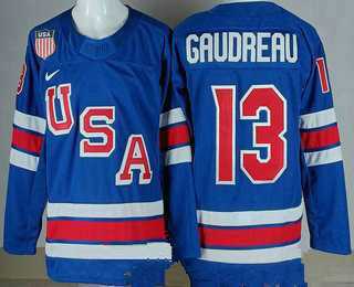 Mens USA #13 Johnny Gudreau Blue 2026 olympics Stitched Jersey->olympics usa jerseys->NHL Jersey