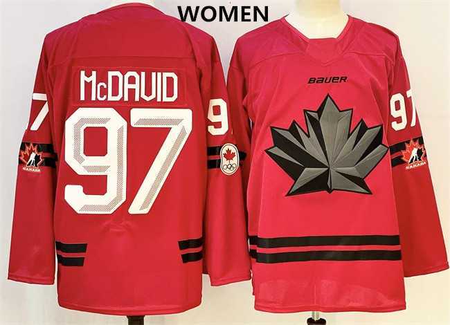 Women%27s Canada #97 Connor Mcdavid Red Stitched Jersey->olympics usa jerseys->NHL Jersey