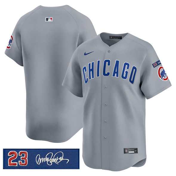 Men%27s Chicago Cubs Blank Gray %27Ryne Sandberg Tribute%27 Vapor Limited V3 Stitched Jersey Dzhi->chicago cubs->MLB Jersey