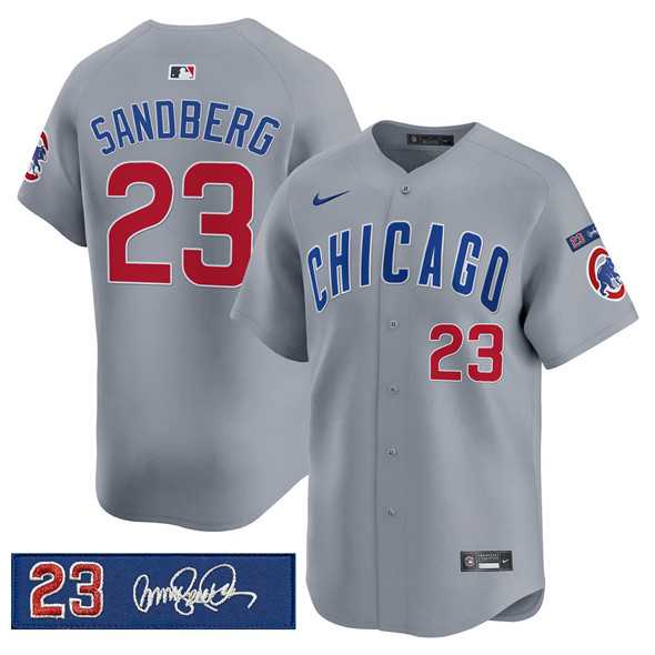 Men%27s Chicago Cubs #23 Ryne Sandberg Gray %27Ryne Sandberg Tribute%27 Vapor Limited V3 Stitched Jersey Dzhi->chicago cubs->MLB Jersey
