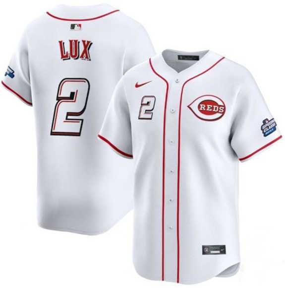 Men%27s Cincinnati Reds #2 Gavin Lux White 2025 Speedway Classic Home Limited Stitched Jersey Dzhi->chicago cubs->MLB Jersey