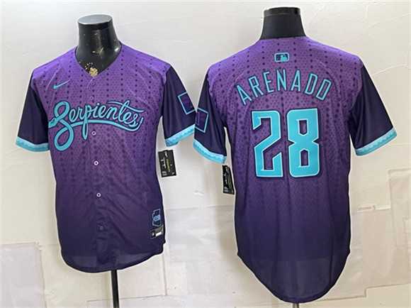 Men%27s Arizona Diamondbacks #28 Nolan Arenado Purple 2025 City Connect Limited Stitched Jersey Dzhi->customized nfl jersey->Custom Jersey