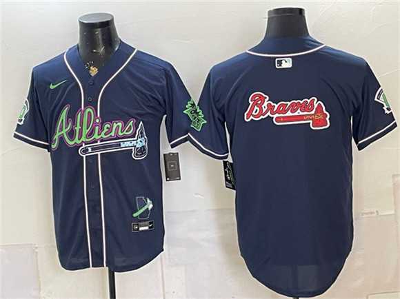 Men%27s Atlanta Braves Team Big Logo Navy Galaxy With Outkast Patch Vapor Limited Stitched Jersey Dzhi->atlanta braves->MLB Jersey