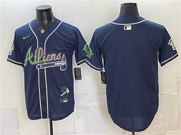 Men%27s Atlanta Braves Blank Navy Galaxy With Outkast Patch Vapor Limited Stitched Jersey Dzhi->atlanta braves->MLB Jersey