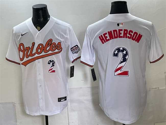 Men%27s Baltimore Orioles #2 Gunnar Henderson White USA 250 Fourth of July Home Stitched Jersey Dzhi->baltimore orioles->MLB Jersey
