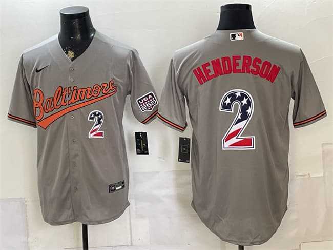 Men%27s Baltimore Orioles #2 Gunnar Henderson Gray USA 250 Fourth of July Home Stitched Jersey Dzhi->atlanta braves->MLB Jersey