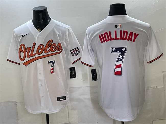 Men%27s Baltimore Orioles #7 Jackson Holliday White USA 250 Fourth of July Home Stitched Jersey Dzhi->baltimore orioles->MLB Jersey
