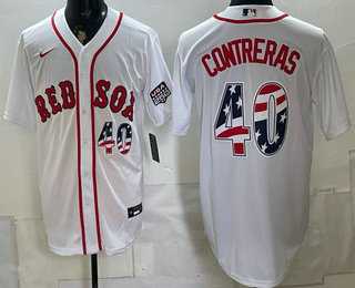 Men%27s Boston Red Sox #40 Willson Contreras White 2026 USA 250 Fourth of July Home Stitched Jersey Dzhi->boston red sox->MLB Jersey