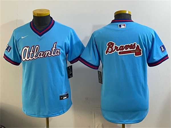 Youth Atlanta Braves Team Big Logo Powder Blue 2026 City Connect Stadium Stitched Jersey Dzhi->mlb youth jerseys->MLB Jersey