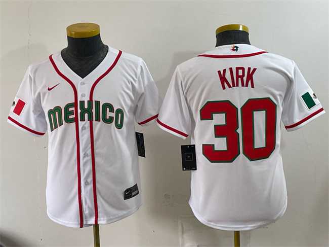 Youth Mexico Baseball #30 Alejandro Kirk White 2026 World Baseball Classic Home Stadium Stitched Jersey->2026 world baseball classic->MLB Jersey