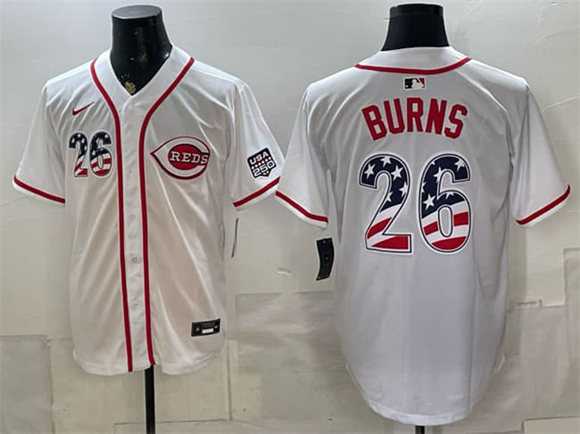Men%27s Cincinnati Reds #26 Chase Burns White 2026 USA 250 Fourth of July Home Stitched Jersey Dzhi->colorado rockies->MLB Jersey