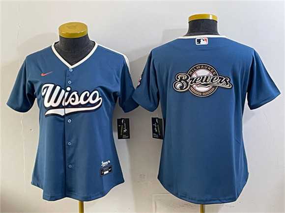 Youth Milwaukee Brewers Team Big Logo Mineral Blue 2026 City Connect Stadium Stitched Jersey Dzhi->mlb youth jerseys->MLB Jersey