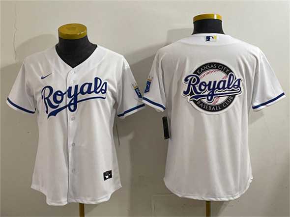 Women%27s Kansas City Royals Team Big Logo White Cool Base Stitched Jersey->mlb youth jerseys->MLB Jersey