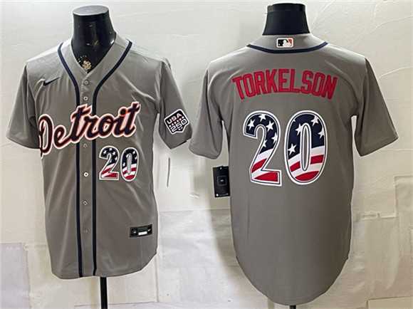 Men%27s Detroit Tigers #20 Spencer Torkelson Gray 2026 USA 250 Fourth of July Stitched Jersey Dzhi->detroit tigers->MLB Jersey
