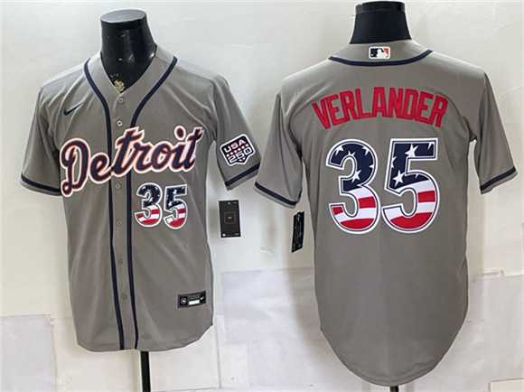 Men%27s Detroit Tigers #35 Justin Verlander Gray 2026 USA 250 Fourth of July Stitched Jersey Dzhi->houston astros->MLB Jersey
