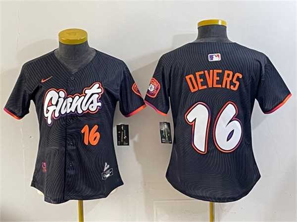 Women%27s San Francisco Giants #16 Rafael Devers Anthracite 2025 City Connect Limited Stitched Jersey->mlb youth jerseys->MLB Jersey