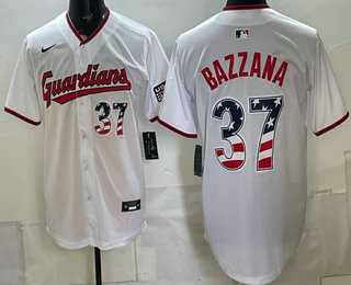 Men%27s Cleveland Guardians #37 Travis Bazzana White USA 250 Fourth of July Home Stitched Jersey Dzhi->colorado rockies->MLB Jersey