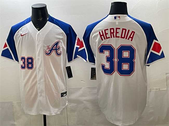 Men%27s Atlanta Braves #38 Guillermo Heredia White 2023 City Connect Cool Base Stitched Jersey->detroit tigers->MLB Jersey