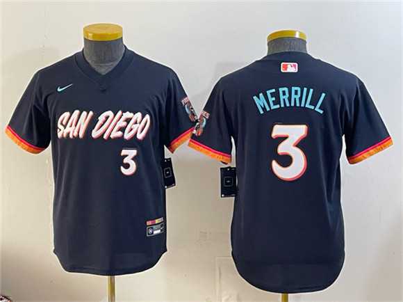 Youth San Diego Padres #3 Jackson Merrill Obsidian 2026 City Connect Stadium Stitched Jersey->mlb youth jerseys->MLB Jersey