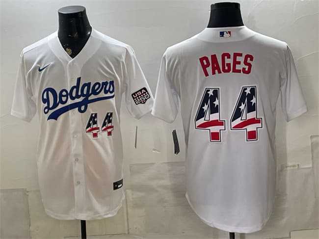 Men%27s Los Angeles Dodgers #44 Andy Pages White USA 250 Fourth of July Home Stitched Jersey Dzhi->los angeles dodgers->MLB Jersey