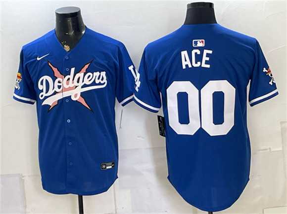 Men%27s Los Angeles Dodgers x One Piece #00 Ace Royal Vapor Premier Limited Stitched Jersey Dzhi->los angeles dodgers->MLB Jersey