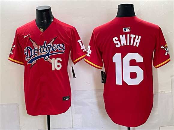 Men%27s Los Angeles Dodgers x One Piece #16 Will Smith Red Vapor Premier Limited Stitched Jersey Dzhi->los angeles dodgers->MLB Jersey