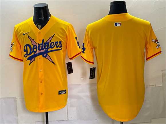 Men%27s Los Angeles Dodgers x One Piece Blank Yellow Vapor Premier Limited Stitched Jersey Dzhi->los angeles dodgers->MLB Jersey