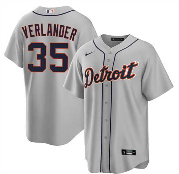 Men%27s Detroit Tigers #35 Justin Verlander Gray 2026 Road Stitched Jersey Dzhi->los angeles dodgers->MLB Jersey
