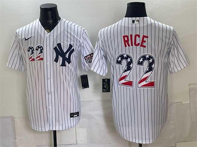 Men%27s New York Yankees #22 Ben Rice White USA 250 Fourth of July Home Stadium Stitched Jersey Dzhi->new york yankees->MLB Jersey
