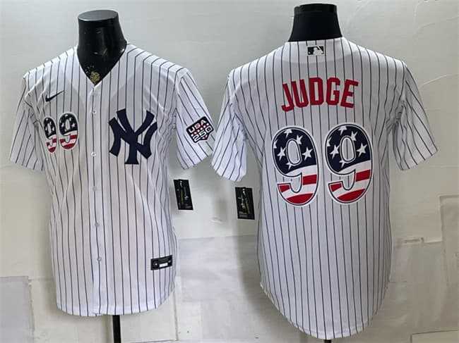 Men%27s New York Yankees #99 Aaron Judge White USA 250 Fourth of July Home Stadium Stitched Jersey Dzhi->new york yankees->MLB Jersey
