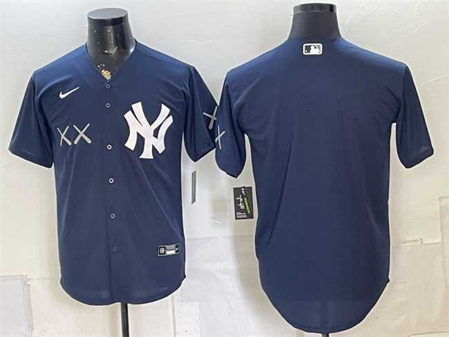 Men%27s New York Yankees x KAWS Navy Stadium Stitched Jersey Dzhi->oakland athletics->MLB Jersey