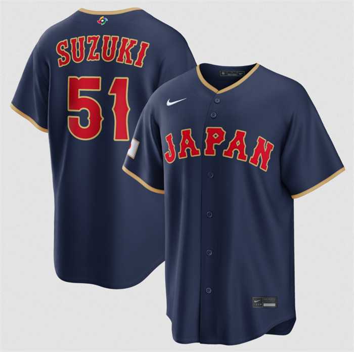 Mens Japan Baseball #51 Seiya Suzuki Navy 2026 World Baseball Classic Road Stadium Stitched Jersey->2026 world baseball classic->MLB Jersey
