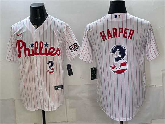 Men%27s Philadelphia Phillies #3 Bryce Harper White USA 250 Fourth of July Home Stitched Jersey Dzhi->oakland athletics->MLB Jersey