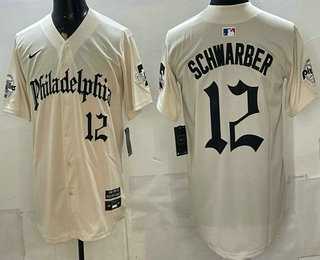 Men%27s Philadelphia Phillies #12 Kyle Schwarber Cream Gothic Vapor Limited Stitched Jersey Dzhi->philadelphia phillies->MLB Jersey