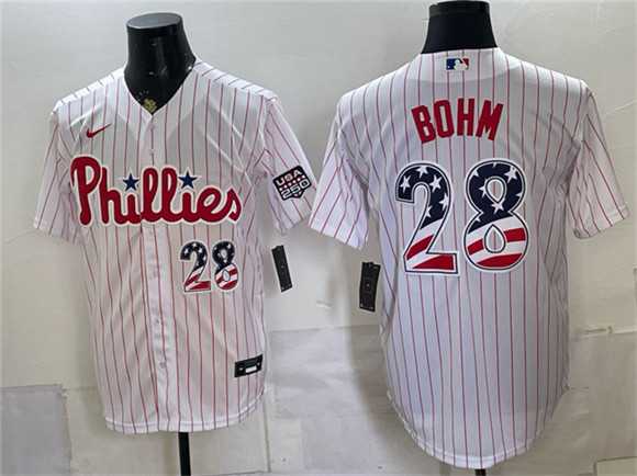 Men%27s Philadelphia Phillies #28 Alec Bohm White USA 250 Fourth of July Home Stitched Jersey Dzhi->philadelphia phillies->MLB Jersey