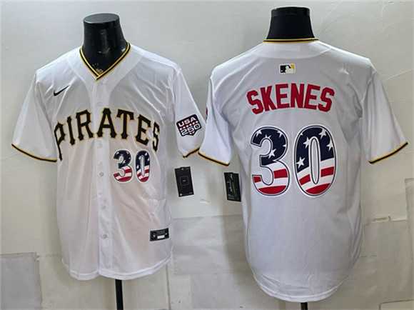 Men%27s Pittsburgh Pirates #30 Paul Skenes White USA 250 Fourth of July Stitched Jersey Dzhi->pittsburgh pirates->MLB Jersey