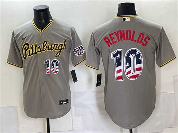 Men%27s Pittsburgh Pirates #10 Bryan Reynolds Grey USA 250 Fourth of July Stitched Jersey Dzhi->philadelphia phillies->MLB Jersey