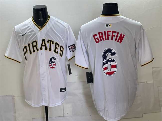 Men%27s Pittsburgh Pirates #6 Konnor Griffin White USA 250 Fourth of July Stitched Jersey Dzhi->philadelphia phillies->MLB Jersey