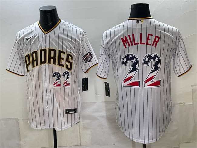Men%27s San Diego Padres #22 Mason Miller White USA 250 Fourth of July Home Stitched Jersey Dzhi->pittsburgh pirates->MLB Jersey