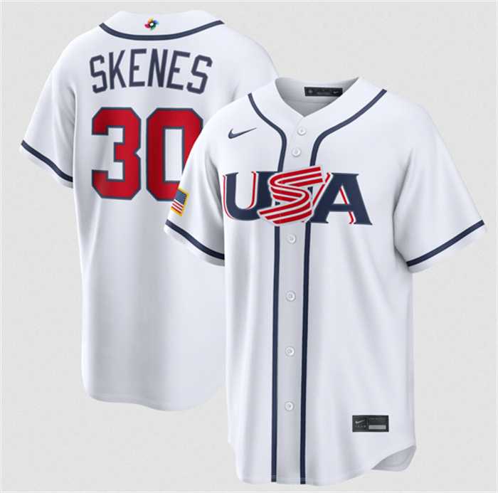Mens USA Baseball #30 Paul Skenes White 2026 World Baseball Classic Home Stadium Stitched Jersey->2026 world baseball classic->MLB Jersey